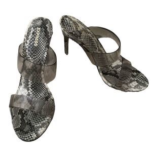 Express black and white snakeskin heels Size 7.5 or 8